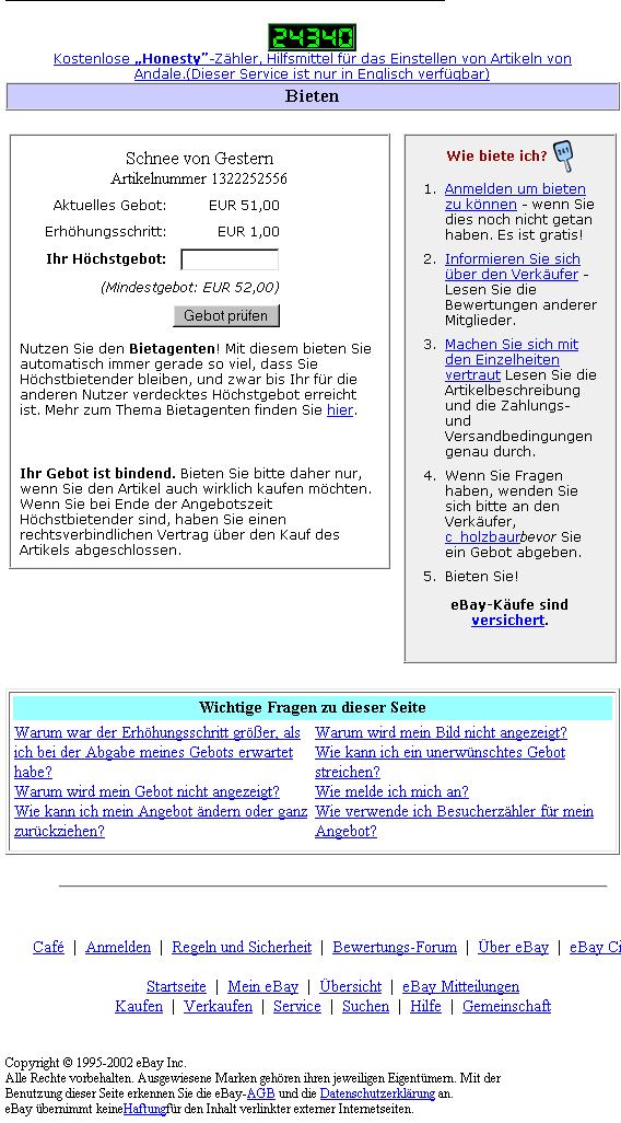 Bieten und Sonstiges